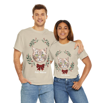 Custom Christmas Wreath T-Shirt: Showcase Your Pet in Style!