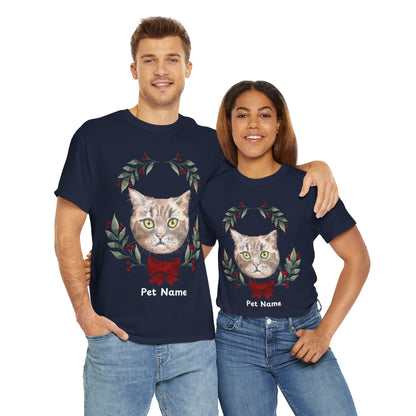 Custom Christmas Wreath T-Shirt: Showcase Your Pet in Style!