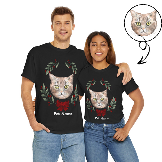 Custom Christmas Wreath T-Shirt: Showcase Your Pet in Style!