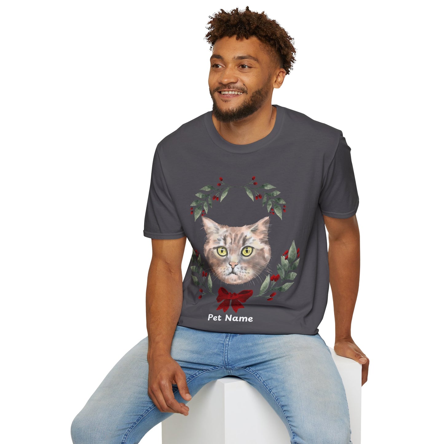 Custom Christmas Wreath T-Shirt: Wear Your Pet’s Personality!