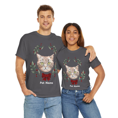 Custom Christmas Wreath T-Shirt: Showcase Your Pet in Style!