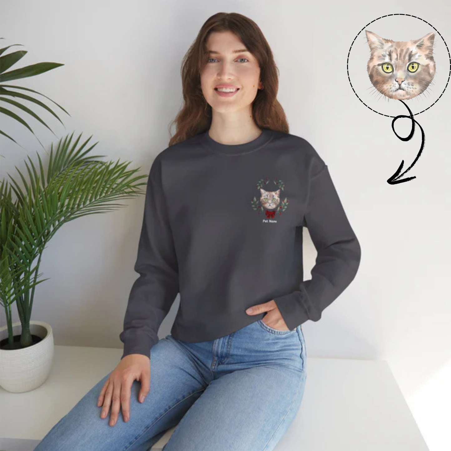 Custom Christmas Wreath Pocket Print Sweatshirt: Subtle Charm, Big Personality!